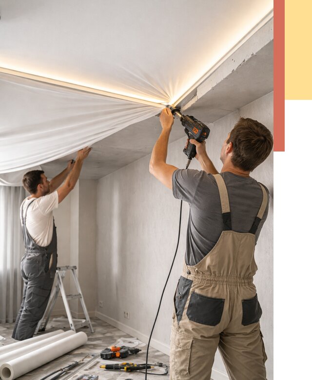 Монтаж натяжного потолка с подсветкой в Усть-куте от 978 руб. | ОТДЕЛОЧНИК-Утк