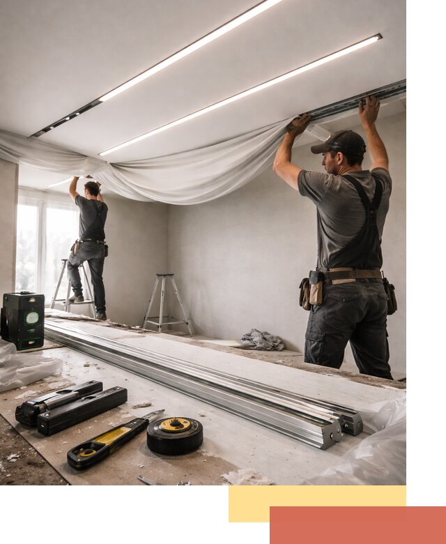 Монтаж натяжных потолков со световыми линиями в Усть-куте