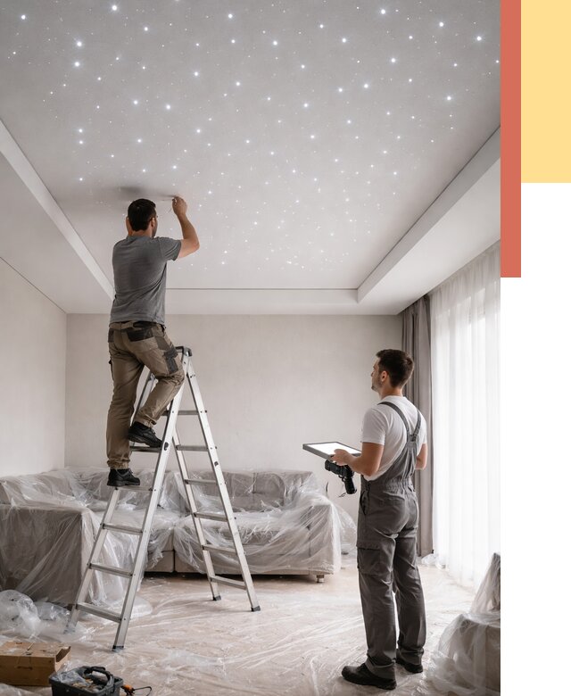 Монтаж натяжного потолка «звездное небо» в Усть-куте от 6693 руб. | ОТДЕЛОЧНИК-Утк