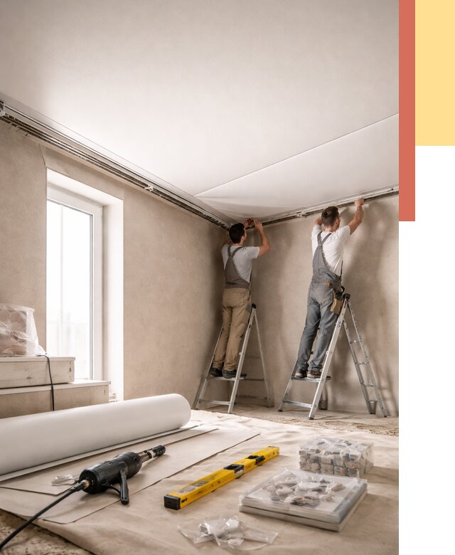 Монтаж натяжного потолка в спальне в Усть-куте от 3913 руб. под ключ | ОТДЕЛОЧНИК-Утк