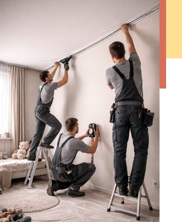 Монтаж натяжного потолка в детской в Усть-куте от 3604 руб. — быстро и недорого | ОТДЕЛОЧНИК-Утк