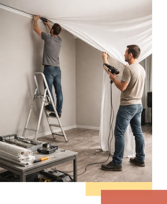 Монтаж натяжного потолка в студии в Усть-куте