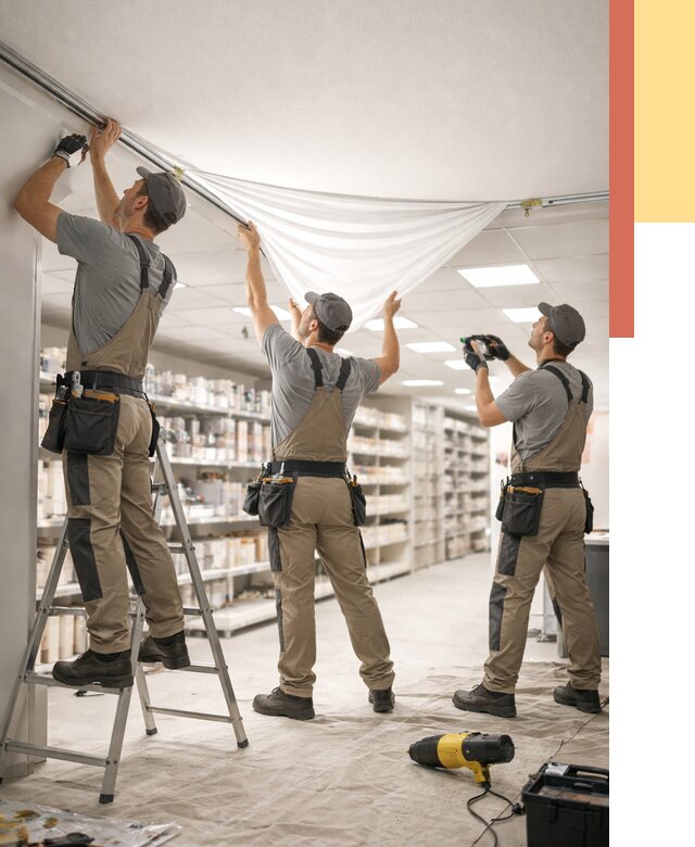 Монтаж натяжного потолка в магазине в Усть-куте от 4634 руб. быстро и недорого | ОТДЕЛОЧНИК-Утк