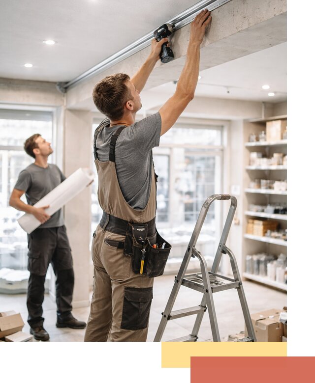 Монтаж натяжных потолков в магазине в Усть-куте