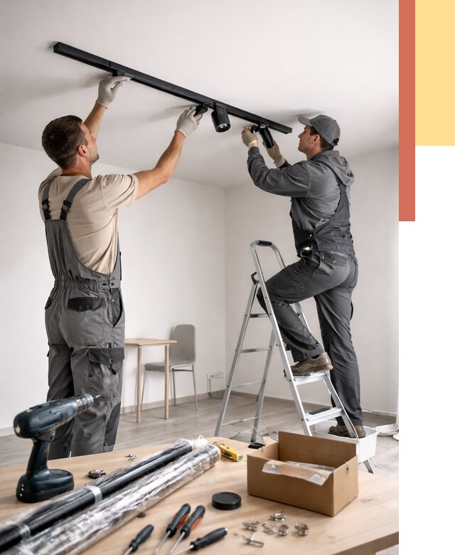 Установка трековых светильников в натяжной потолок в Усть-куте от 4325 руб. | ОТДЕЛОЧНИК-Утк