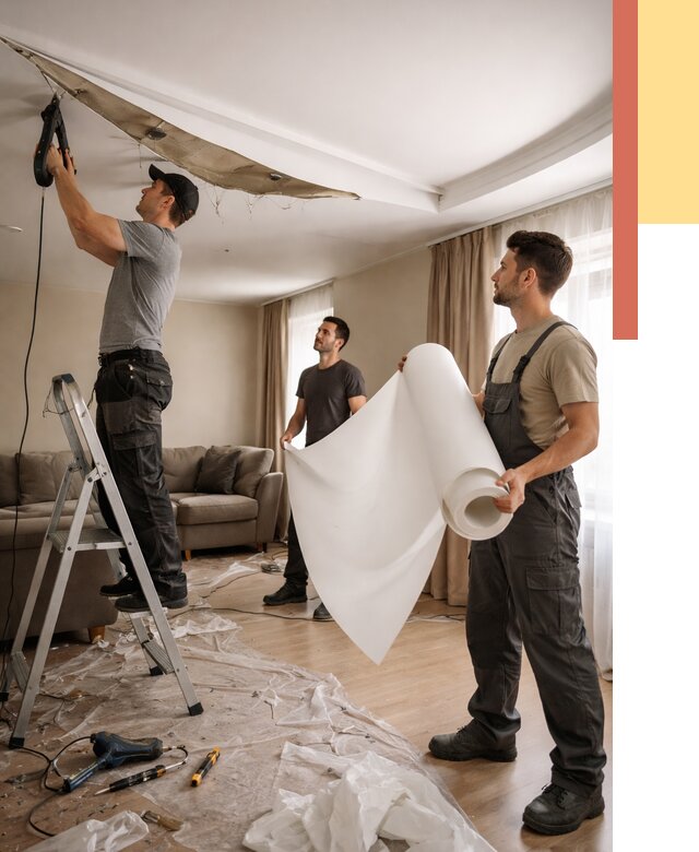 Замена полотна натяжного потолка в Усть-куте от 9782 руб. быстро и недорого | ОТДЕЛОЧНИК-Утк