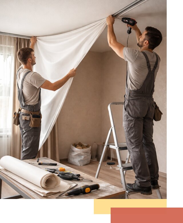 Замена полотна натяжного потолка в Усть-куте быстро и качественно