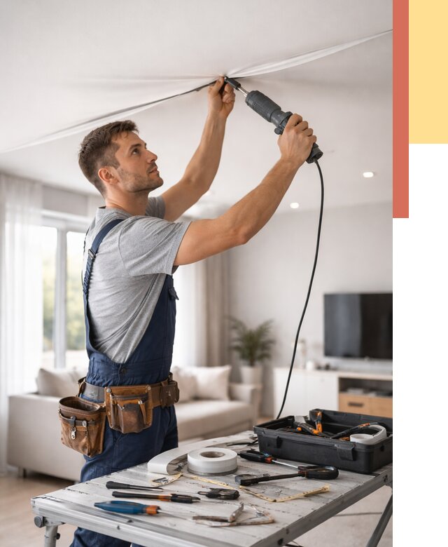 Ремонт натяжных потолков в Усть-куте от 9782 руб. под ключ — ОТДЕЛОЧНИК-Утк