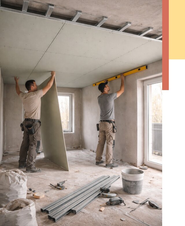 Одноуровневый потолок из гипсокартона в Усть-куте от 772 руб. — монтаж под ключ | ОТДЕЛОЧНИК-Утк