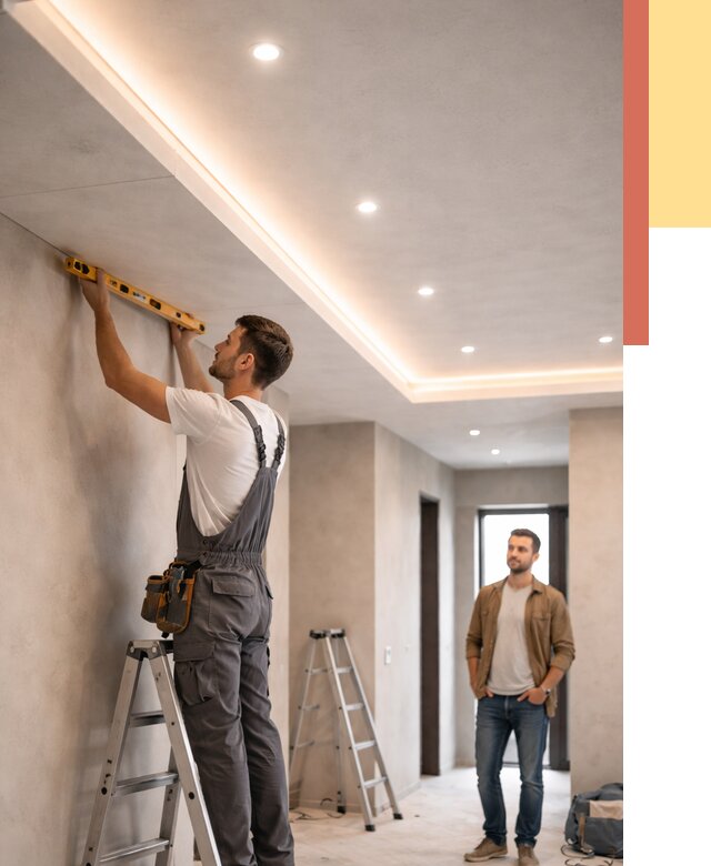 Потолок из гипсокартона с подсветкой в Усть-куте от 772 руб./м2 под ключ | ОТДЕЛОЧНИК-Утк