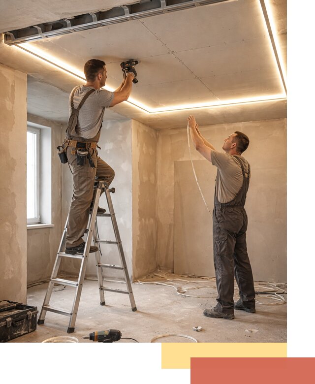 Потолок из гипсокартона с подсветкой в Усть-куте