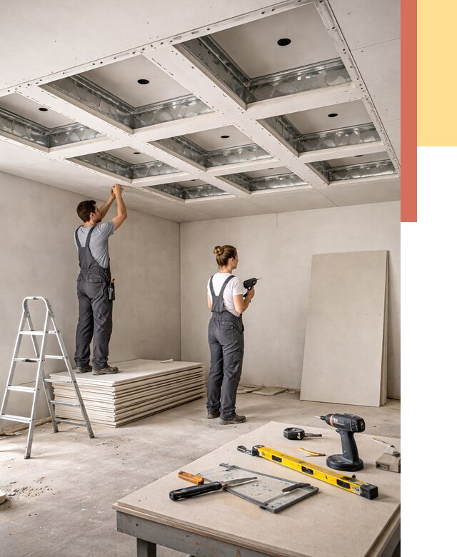 Кессонный потолок из гипсокартона в Усть-куте от 1905 руб. — монтаж и под ключ | ОТДЕЛОЧНИК-Утк