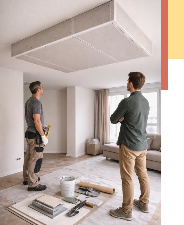 Короб на потолке из гипсокартона в Усть-куте от 2265 руб. — монтаж и услуги под ключ | ОТДЕЛОЧНИК-Утк