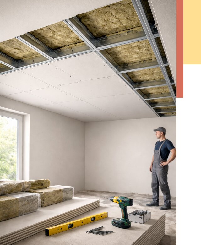 Звукоизоляция потолка ГКЛ в Усть-куте от 978 руб. — монтаж под ключ | ОТДЕЛОЧНИК-Утк