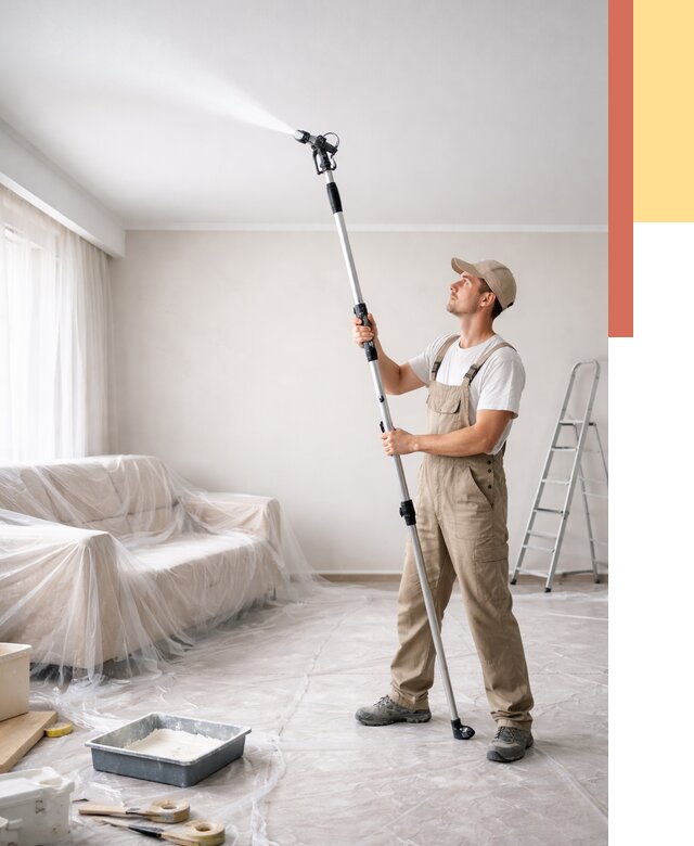 Покраска потолка краскопультом в Усть-куте от 4634 руб. быстро и недорого | ОТДЕЛОЧНИК-Утк