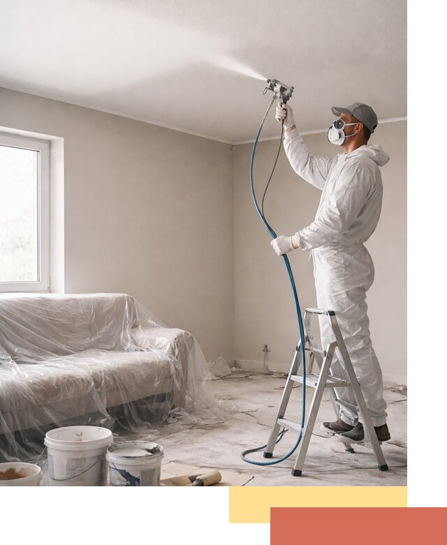 Покраска потолка краскопультом в Усть-куте быстро и качественно